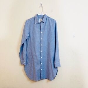 American Colors by Alex Lehr Organic Cotton Shirt Dress Small Blue Pockets